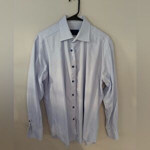 David Donahue Men’s Dress Shirt 16 34/35 – Blue Micro-Check Pattern – EUC